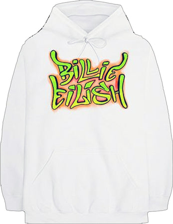 Billie Eilish - Grafitti Logo - White Hooded Sweatshirt