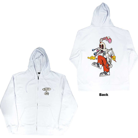 Blink 182 - Roger Rabbit - Zipped White Hooded Sweatshirt