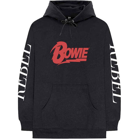 David Bowie - Rebel Rebel Logo - Pullover Black Hooded Sweatshirt