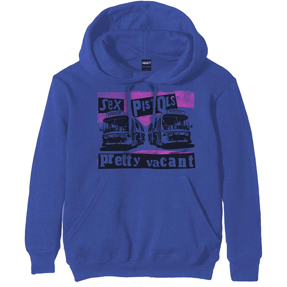 The Sex Pistols - Pretty Vacant Buses - Royal Blue Hooded Sweatshirt