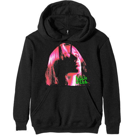 Billie Eilish - Neon Shadow Pink - Pullover Black Hooded Sweatshirt