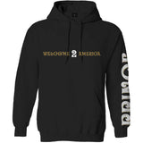 Prince - Welcome 2 America with back & sleeve print - Pullover Black Hooded Sweatshirt
