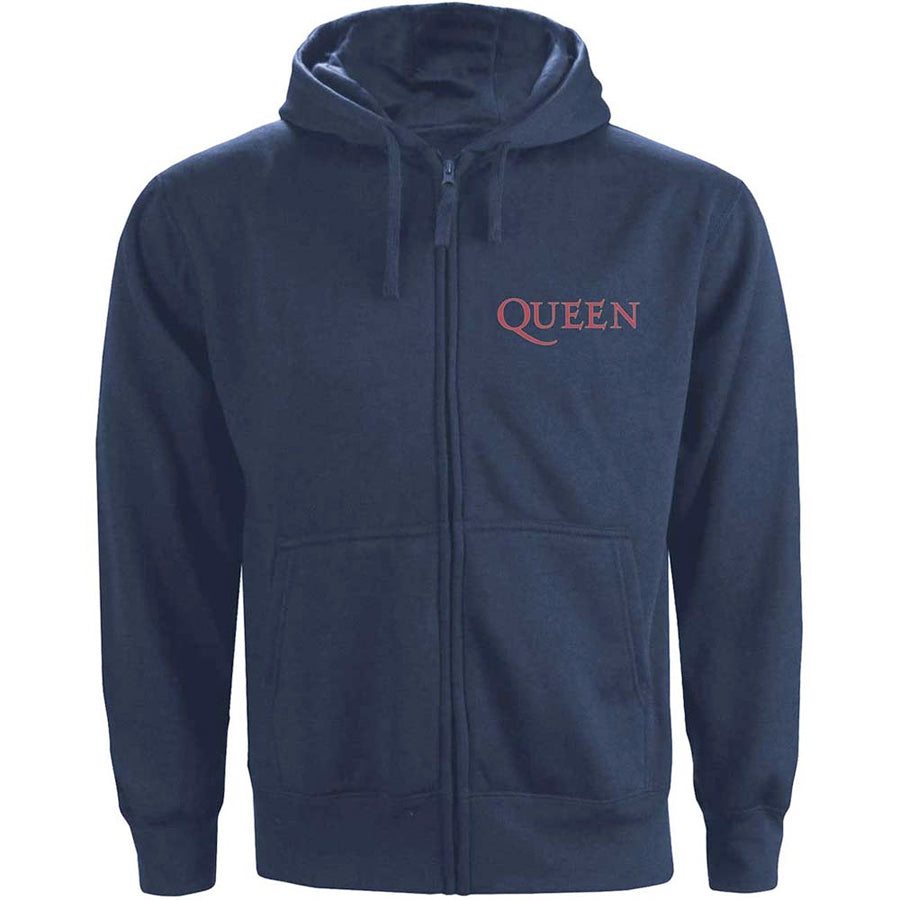 Queen - Classic Crest - Zip Navy Blue Hooded Sweatshirt