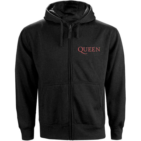 Queen - Classic Crest - Zip Black Hooded Sweatshirt