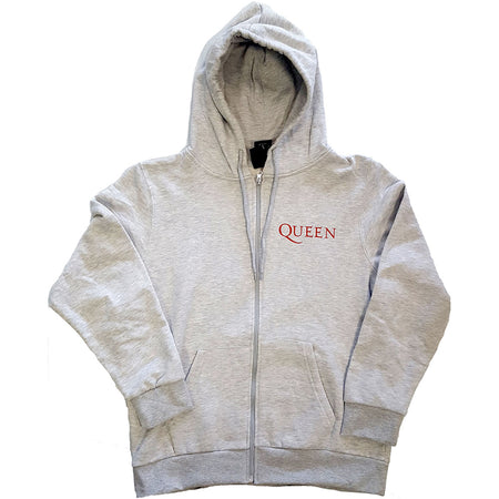 Queen - Classic Crest - Zip Ash Grey Hooded Sweatshirt