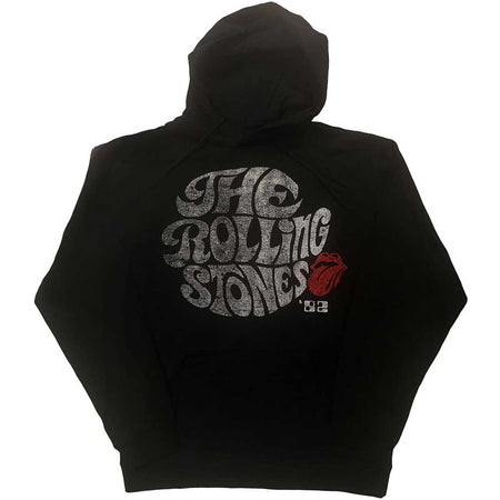 The Rolling Stones - Swirl Logo '82  - Eco-Friendly Pullover Black Hooded Sweatshirt