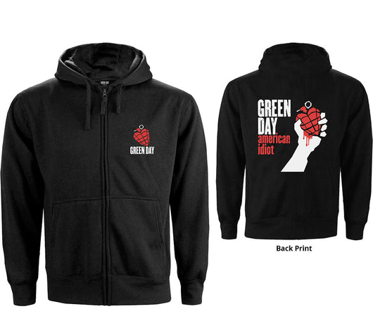 Green Day - American Idiot -Zip Black Hooded Sweatshirt
