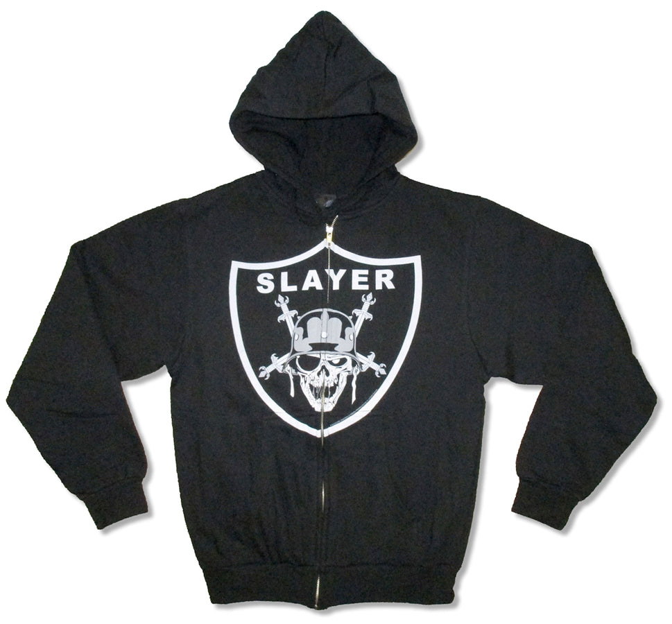 Slayer - Raider Skull - Zip Up Black Hooded Sweatshirt