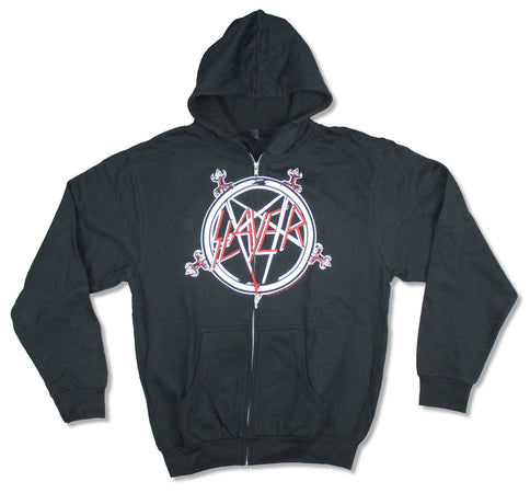 Slayer - Pentagram - Zip Up Black Hooded Sweatshirt