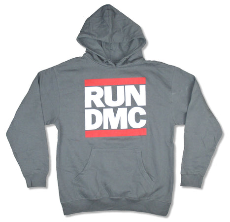 RUN DMC- Classic Logo - Charcoal Hooded Sweatshirt