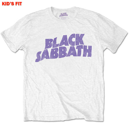 Black Sabbath-Wavy Logo-KIDS SIZE White T-shirt