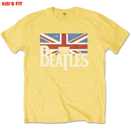 The Beatles - Logo & Vintage Flag-KIDS SIZE Yellow T-shirt