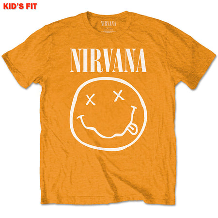 Nirvana - White Smiley-KIDS SIZE Orange T-shirt