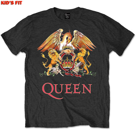 Queen - Classic Crest-KIDS SIZE Black T-shirt