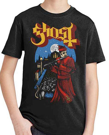 Ghost - Pied Piper-KIDS SIZE Black T-shirt