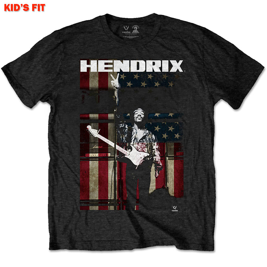 Jimi Hendrix - Peace Flag-KIDS SIZE Black T-shirt