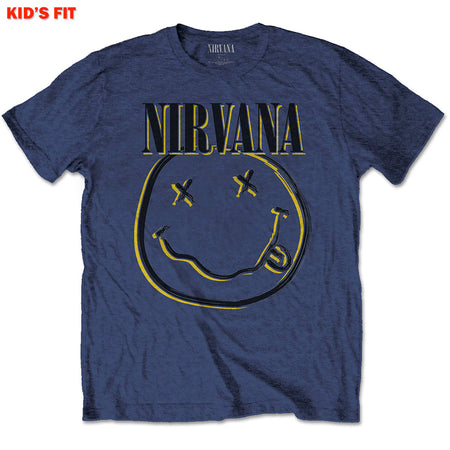 Nirvana-Kurt Cobain - Inverse Smiley-KIDS SIZE Navy Blue T-shirt