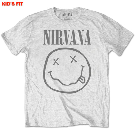 Nirvana-Kurt Cobain - Yellow Smiley-KIDS SIZE Heather Grey T-shirt
