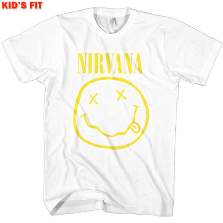 Nirvana-Kurt Cobain - Yellow Smiley-KIDS SIZE White T-shirt